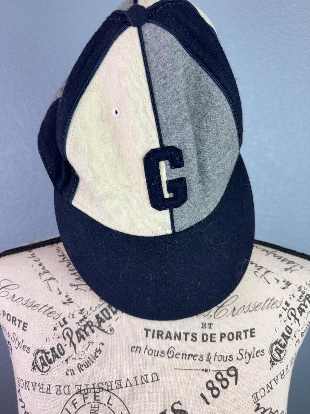 Black Ball Classics Hat Cap Strap Back 7 3/8 Blue Wool Fleece C Logo Unisex